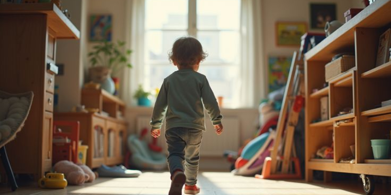 Windows, stairs, and furniture that can create fall hazards for children
