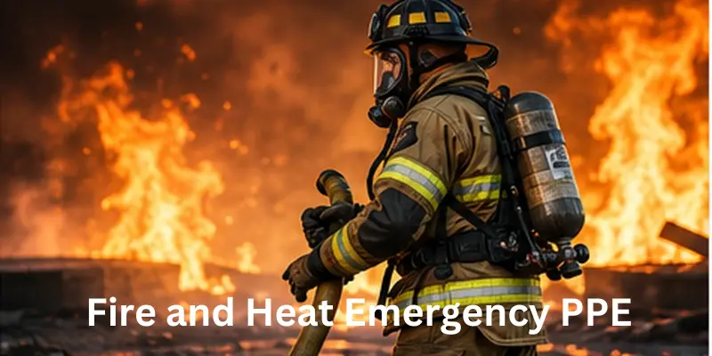 Firefighters wearing protective equipment