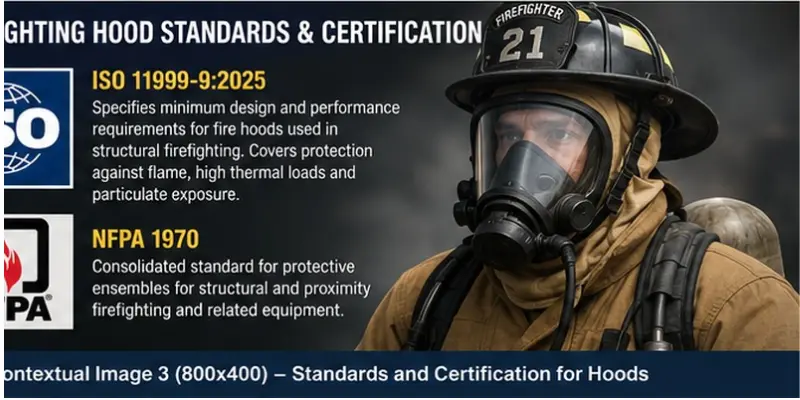 Firefighting hood standards and certification including ISO 11999-9:2025 and NFPA 1970