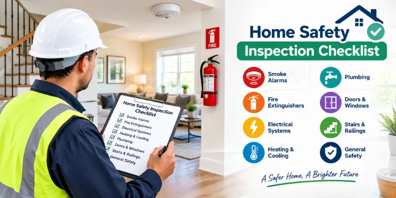 Home safety inspection checklist for documenting and prioritizing household hazards