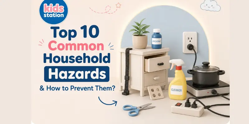 Household hazards including burns, chemicals, medicines, and choking risks