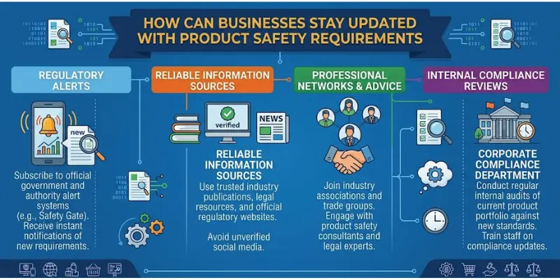 How businesses can stay updated with product safety requirements