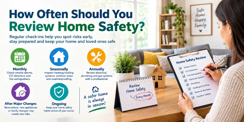 Reviewing home safety regularly to identify household hazards