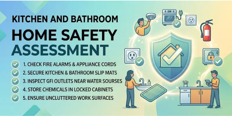 Kitchen and bathroom home safety assessment for common household hazards