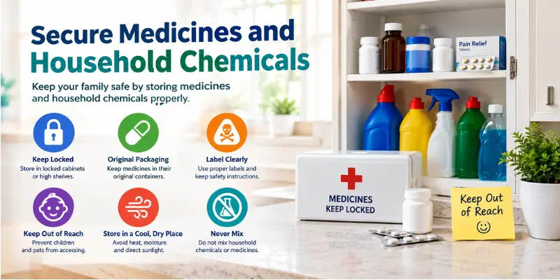 Secure medicines and household chemicals safely at home